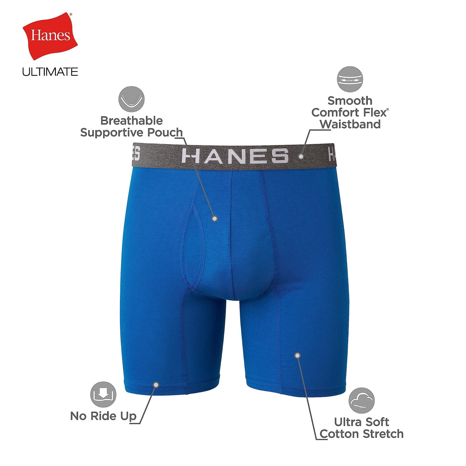 Hanes Men's Boxer Briefs 4-Pack, Small, Ultra Soft Cotton Modal, Red/Blue/Navy