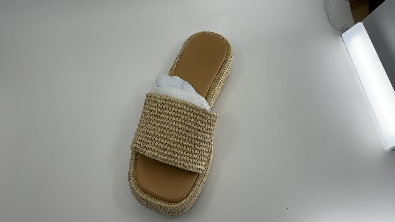 EQAUDES 7.5 Brown Platform Wedge Espadrille Sandals for Women