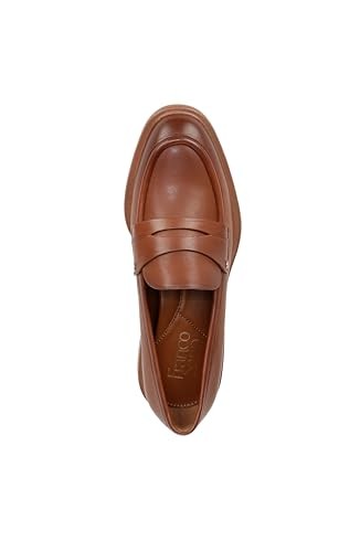 Franco Sarto Women's Edith Almond Toe Penny Loafers - Tobacco Brown Leather,8.5W