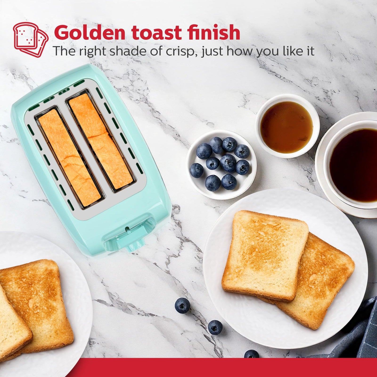 2-Slice Toaster Mint Stainless Steel, 7 Browning Settings, Extra-Wide Slots