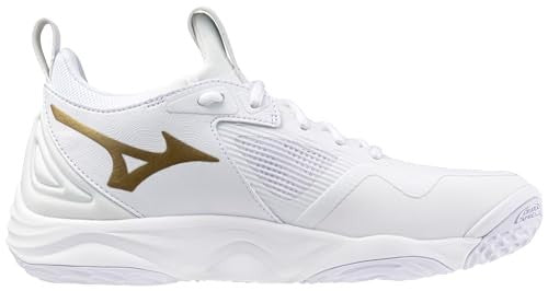 Mizuno Wave Momentum 3 Women's Volleyball Shoe, White-Gold, 6