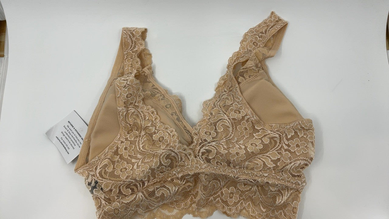 Signature Lace Wireless Bralette, Deep V, Medium, In the Buff Color