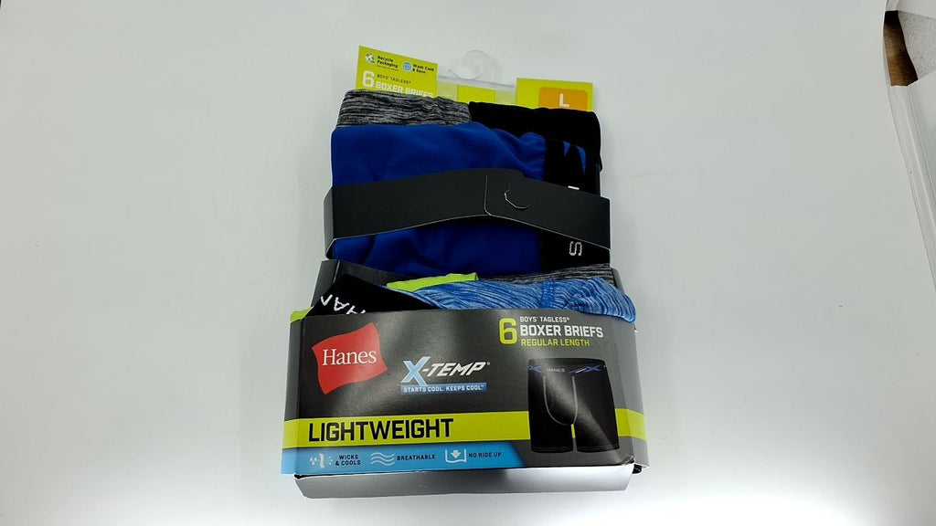 6-Pack Boys' Boxer Briefs, Moisture-Wicking, Hanes, Assorted Colors