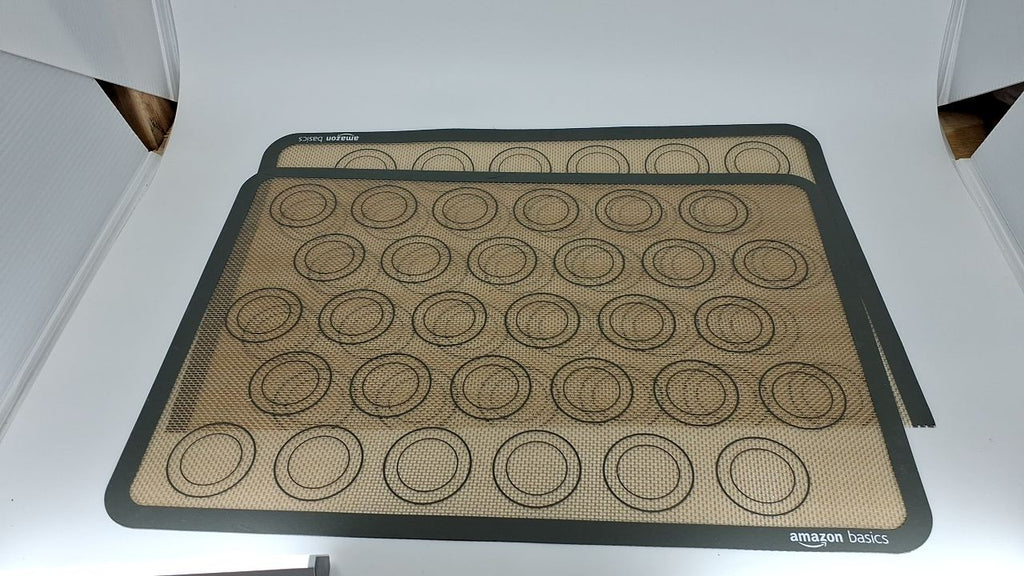Silicone Baking Mat 2-Pack for Macarons, Non-Stick, 16.5x11.6 in, Beige/Gray
