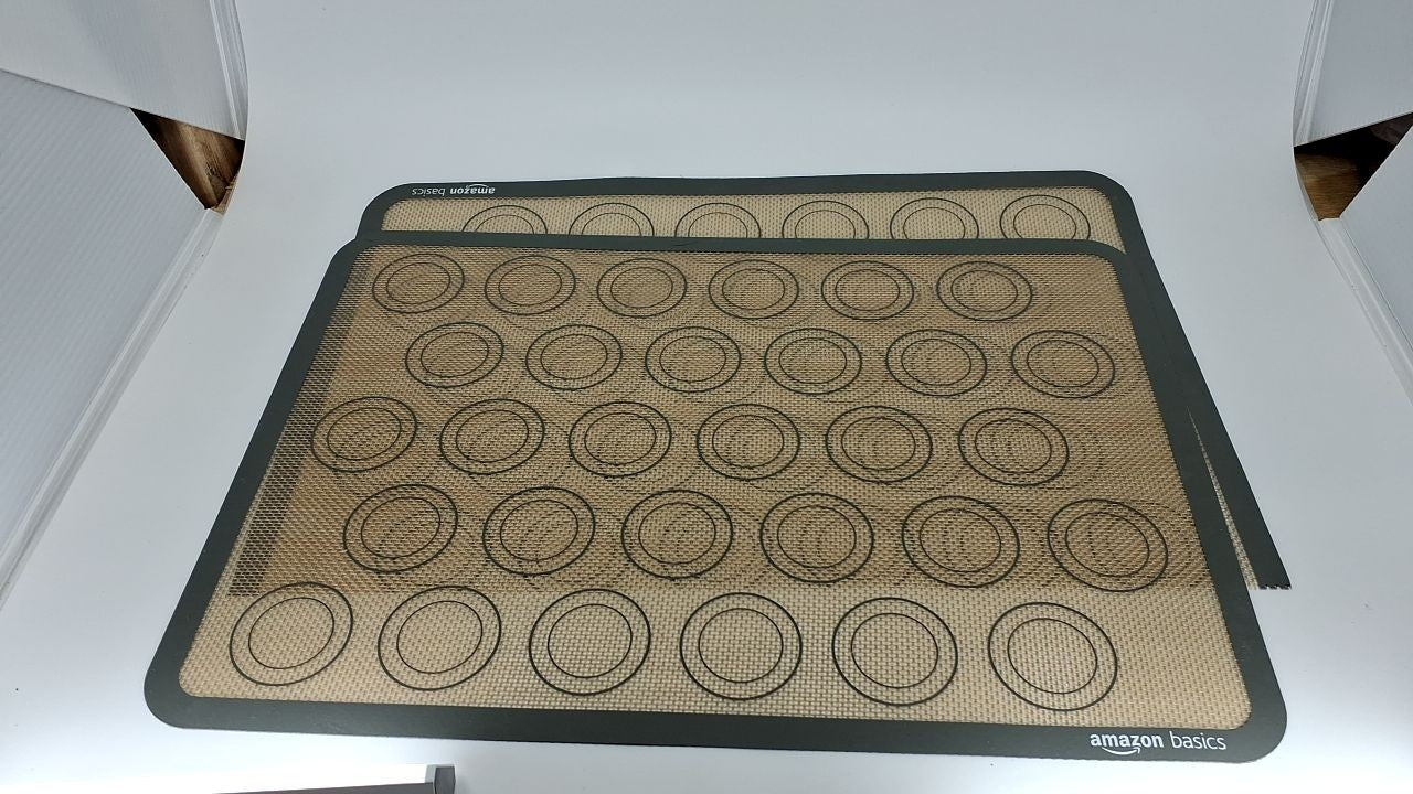 Silicone Baking Mat 2-Pack for Macarons, Non-Stick, 16.5x11.6 in, Beige/Gray