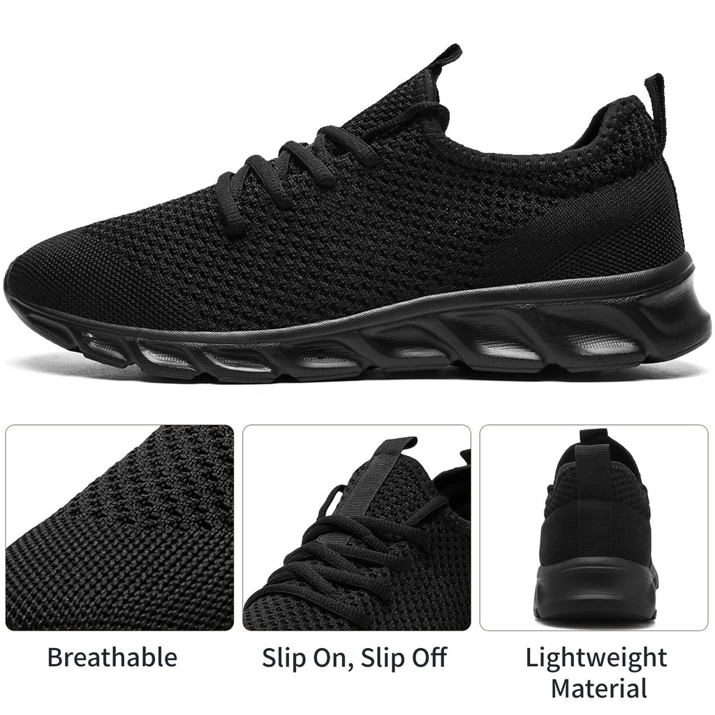 Mens Athletic Walking Sneakers Black Size 13.5 Lightweight & Breathable