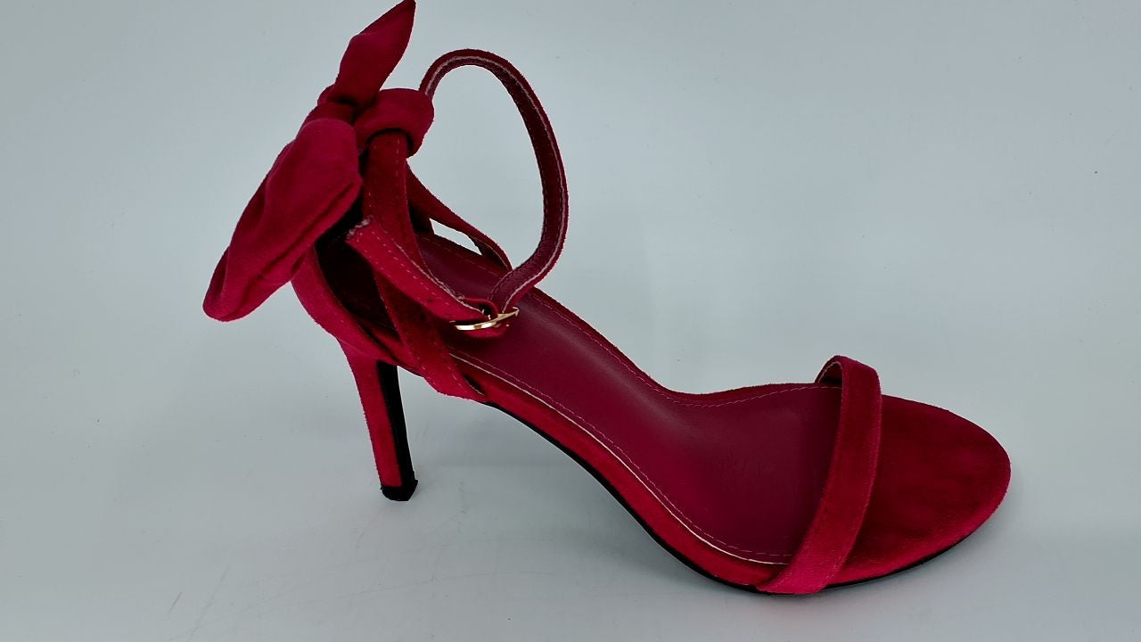 Coutgo Womens Stiletto Heels, Ankle Strap Sandals, Rosy Red, Size 5.5