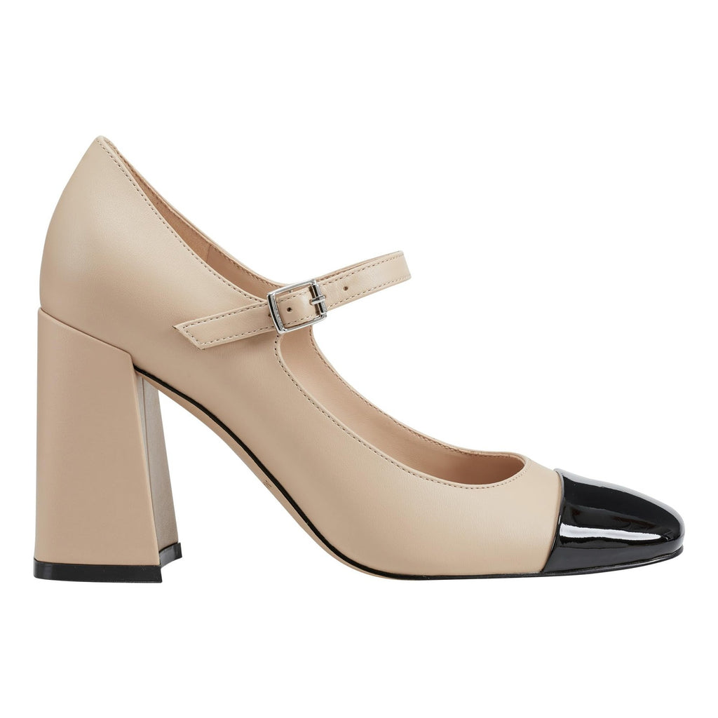 Marc Fisher Women's CHARINE Pump, Beige/Black 110, 7