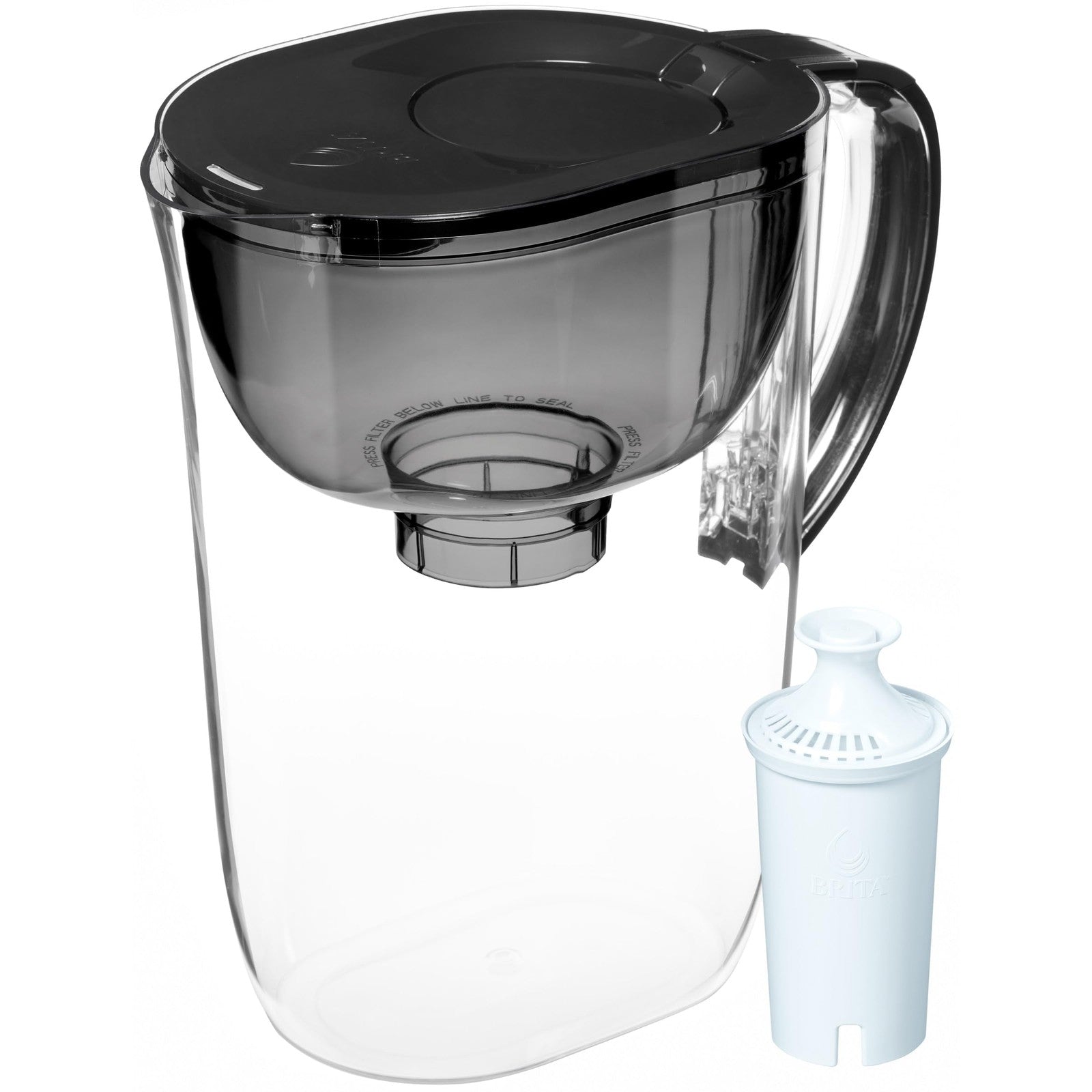 Brita 10 Cup Water Filter Pitcher, Black, Includes BritaPlus Filter