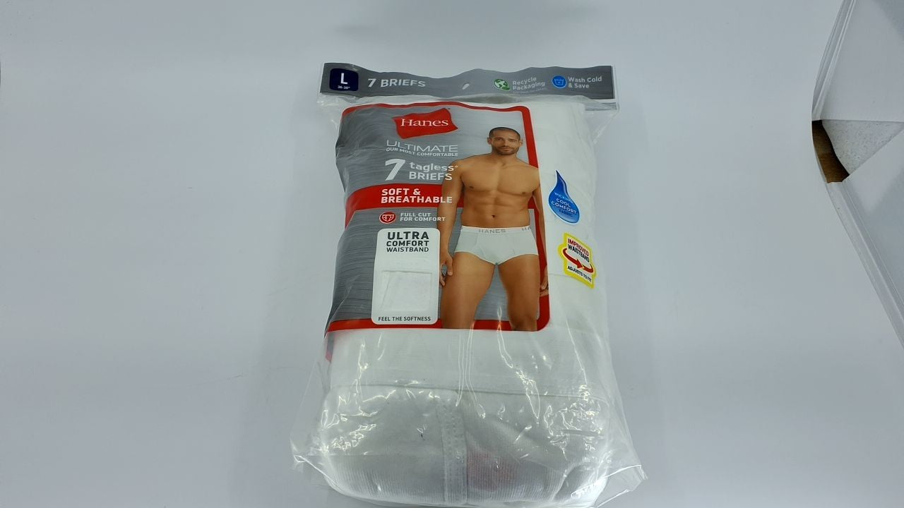 Hanes Comfortflex Waistband Briefs, White 7 Pack, Large
