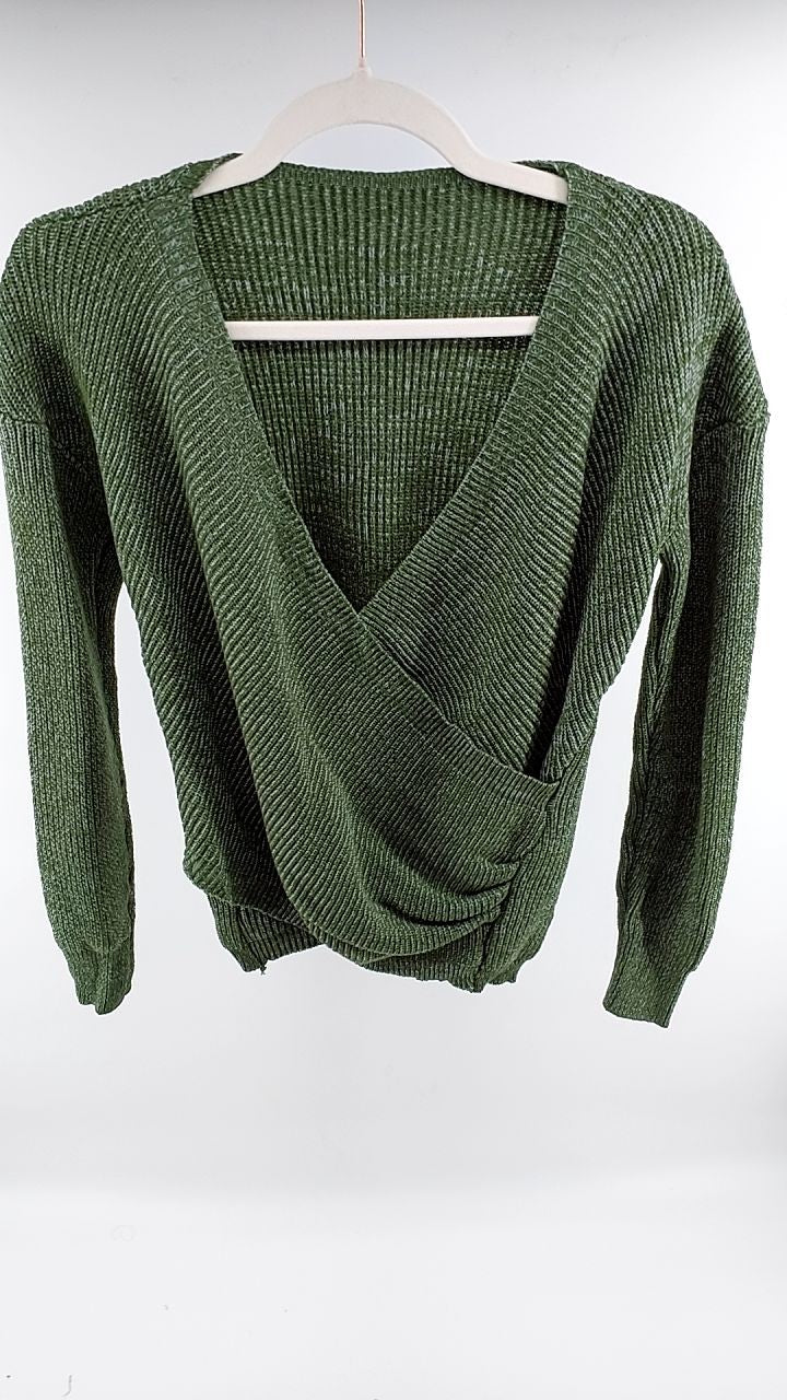 Surplice Long Sleeve Knit Top