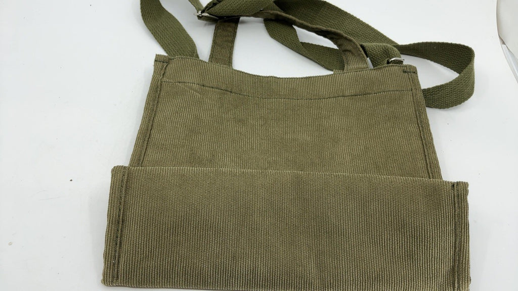 Versatile Army Green Corduroy Crossbody Bag, Small Women's Handbag