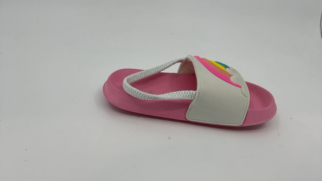 Baby Girls Toddler Slide Sandals w/ Backstrap, Rainbow Wave, Size 10