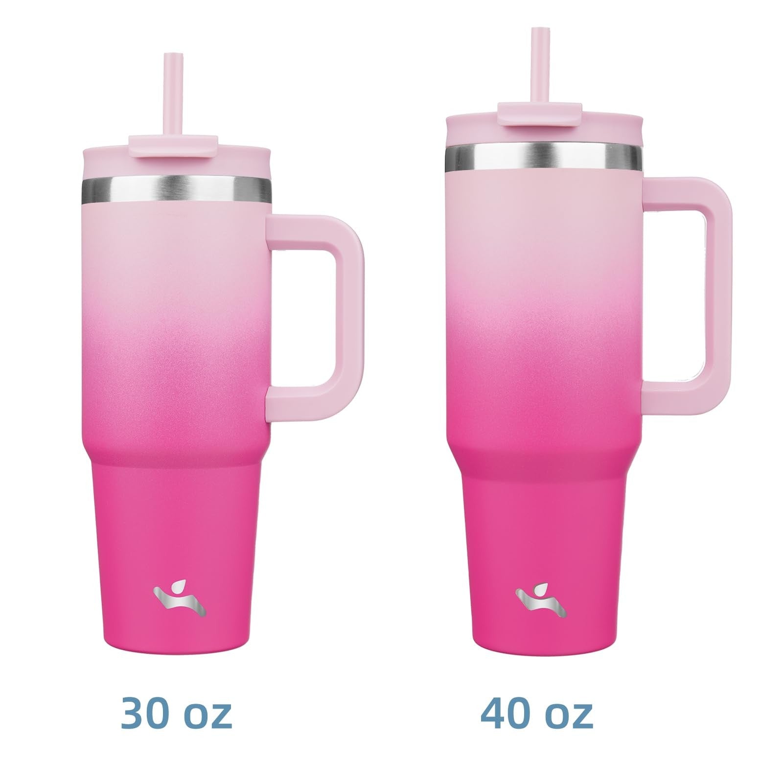 Stainless Steel 40oz Tumbler w/ 2 Straws, Cherry Blossoms Design