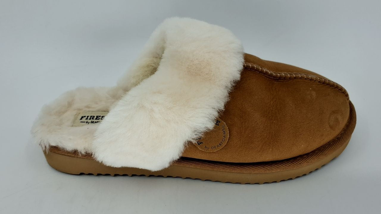 Fireside Sydney Shearling Slippers, Chestnut, Size 8, Wide Width