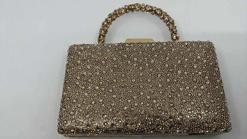 Elegant CARIEDO Clutch Evening Bag 8x4.7in Gold w/ Detachable Strap