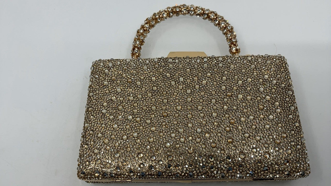 Elegant CARIEDO Clutch Evening Bag 8x4.7in Gold w/ Detachable Strap