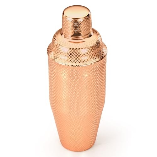 Copper Cocktail Shaker Set, 3-Piece, 24 Oz, Barfly Diamond Lattice
