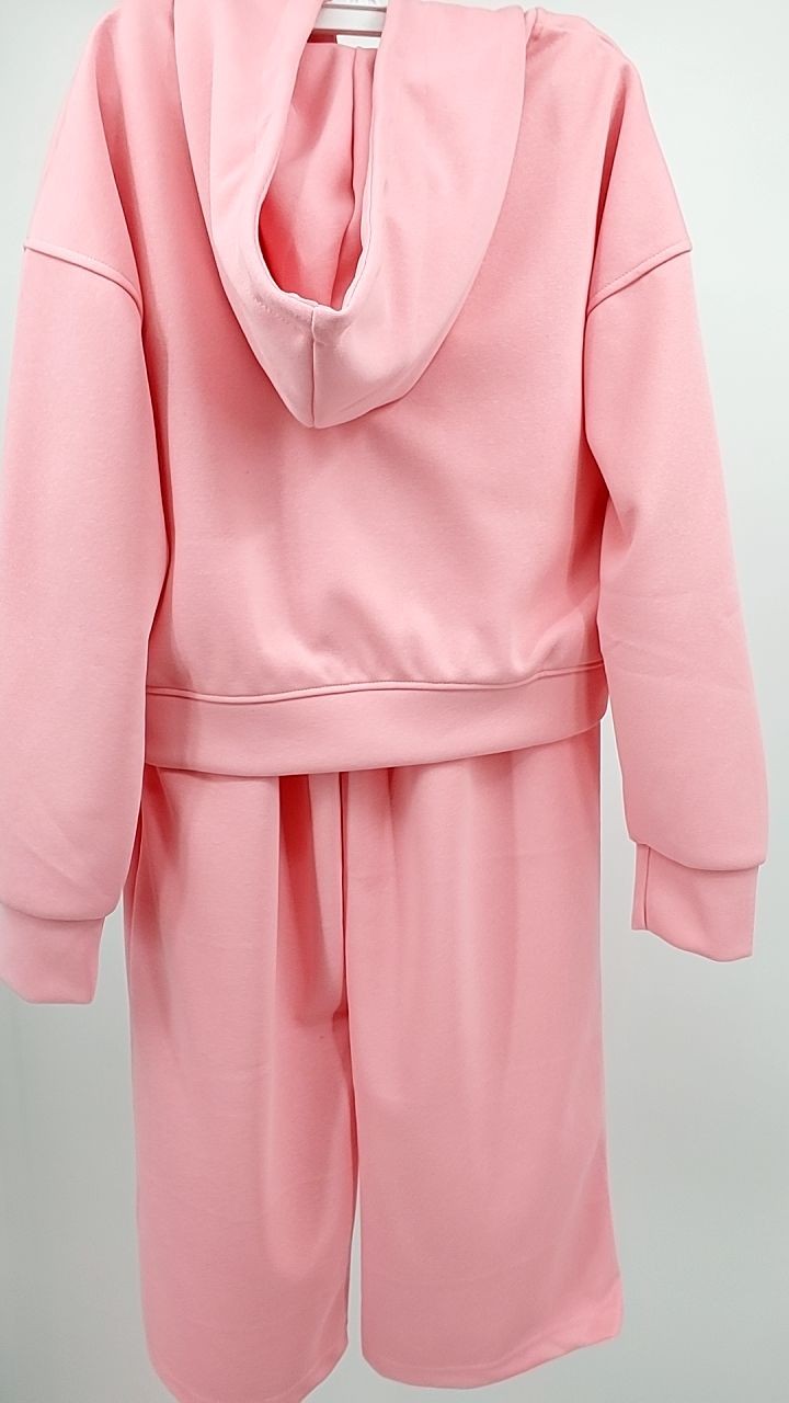 Zip Up Drawstring Hoodie and Pants Set