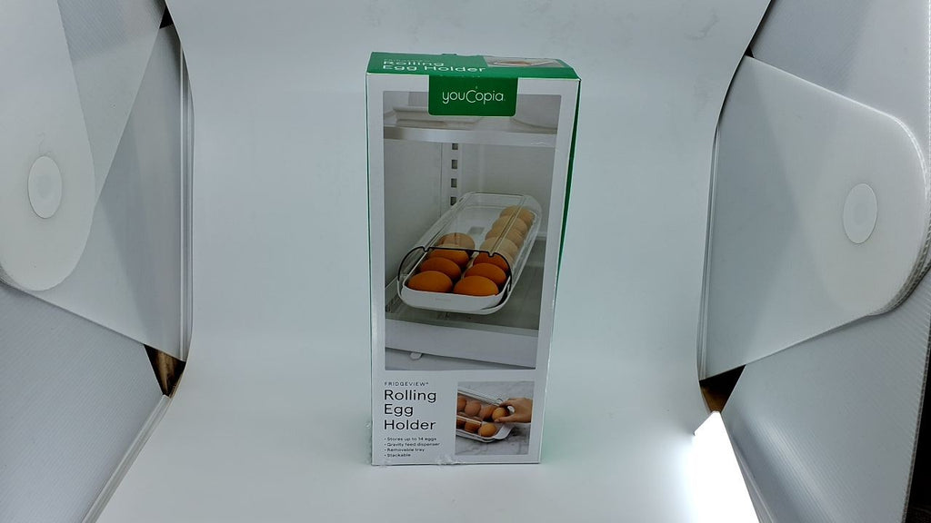 BPA-Free Rolling Egg Holder, Stackable Design, Removable Tray, White