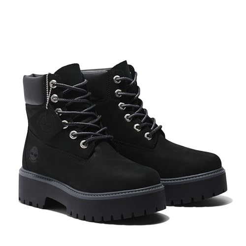 Timberland Women's 6 In Stone Street Lace Up Boots, Jet Black, Size 7.5
