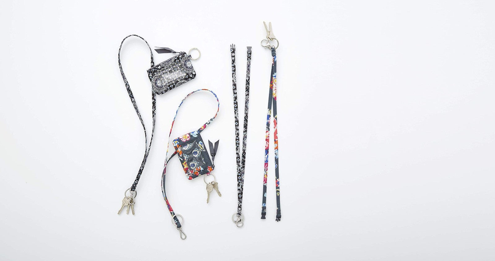 Vera Bradley Cotton Breakaway Lanyard Charcoal Medallion One Size