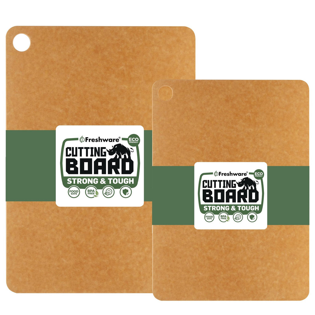 Wood Cutting Boards Set of 2, Medium 12x9 & Large 15x11.25, Natural