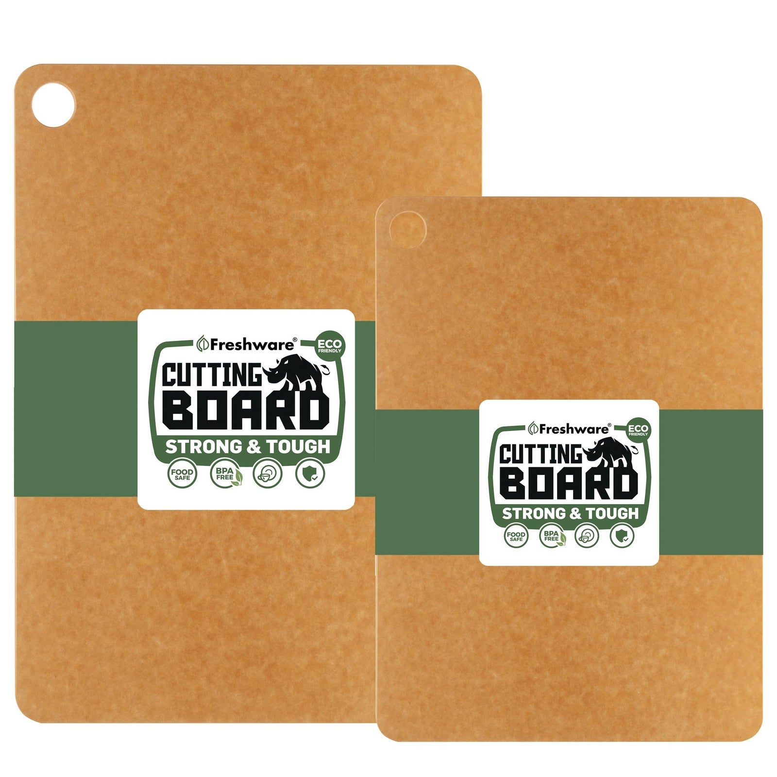 Wood Cutting Boards Set of 2, Medium 12x9 & Large 15x11.25, Natural