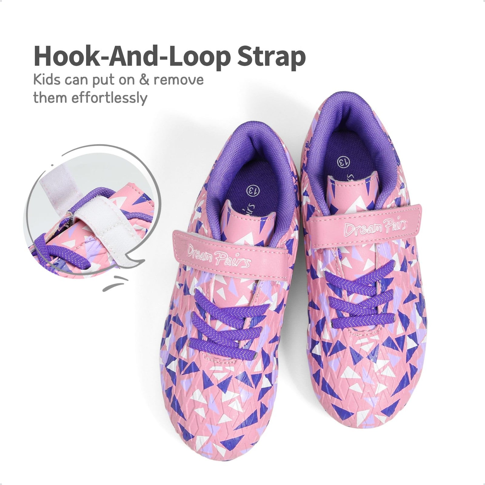 DREAM PAIRS Soccer Cleats Kids Size 8 Toddler Pink/Purple Football Shoes