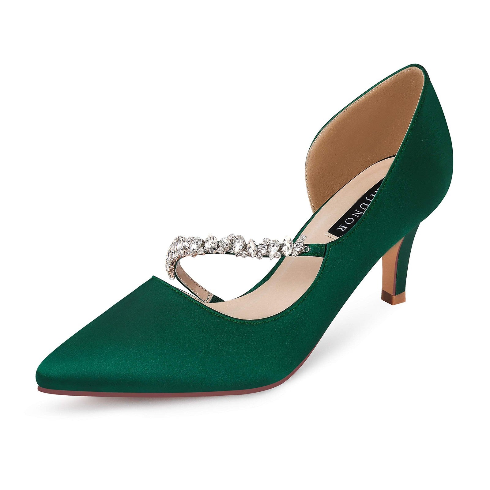 ERIJUNOR E0168A Women Dark Green Kitten Heels Size 8 D'Orsay Pumps