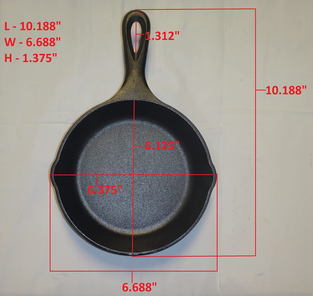 6.5 Inch Lodge Cast Iron Skillet - Pre-Seasoned, Black, Versatile Cooking