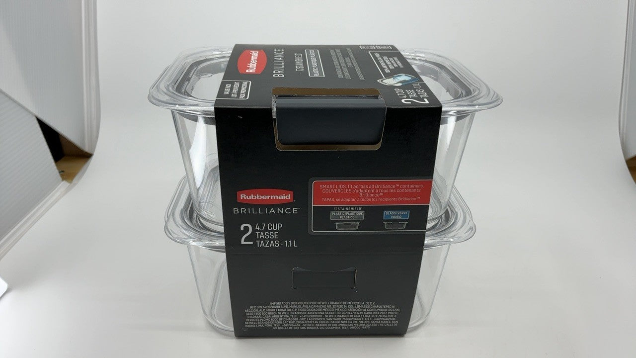 2-Pack Rubbermaid Brilliance Food Storage Containers, 4.7 Cup, Leak-Proof