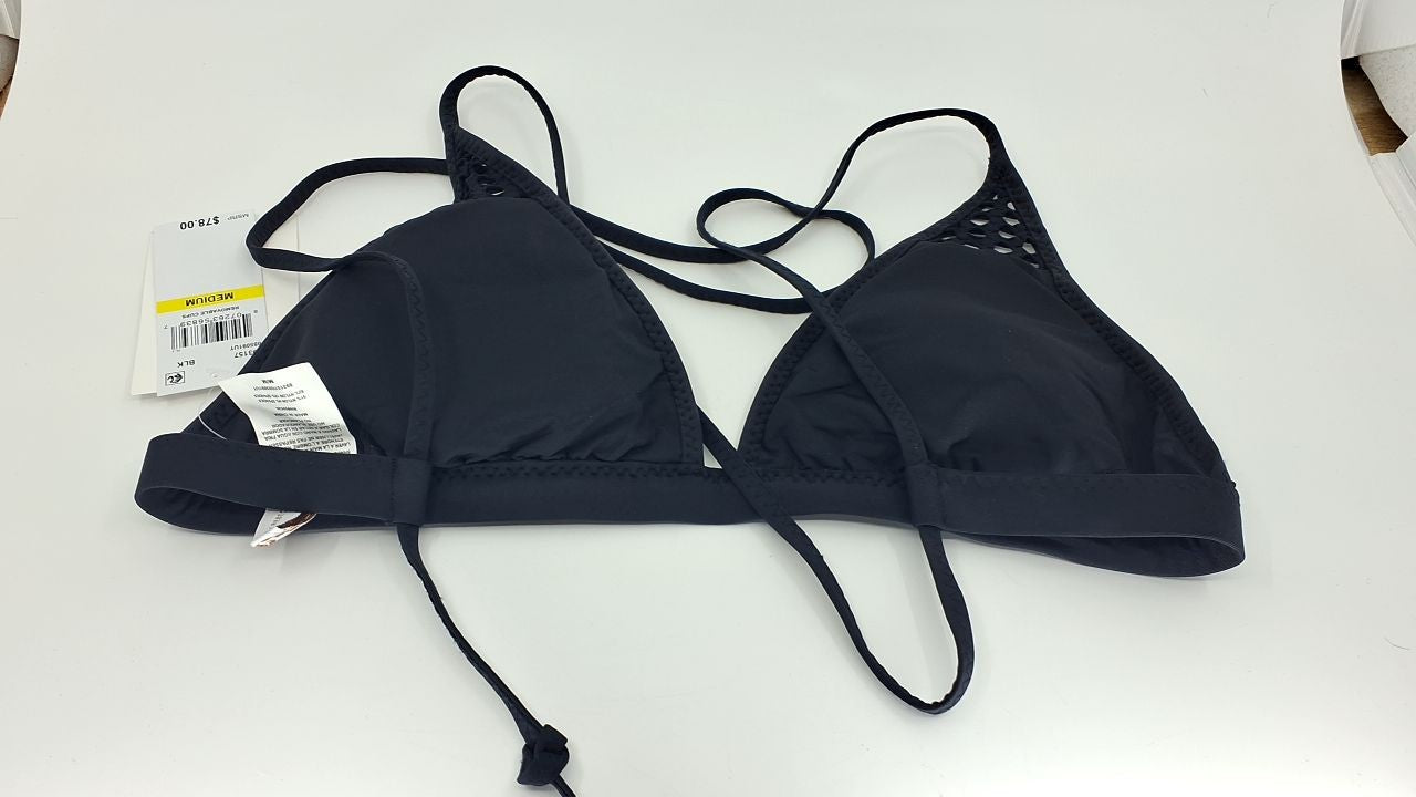 BECCA Castaway Halter Bikini Top Black, Medium, Adjustable, Swimwear