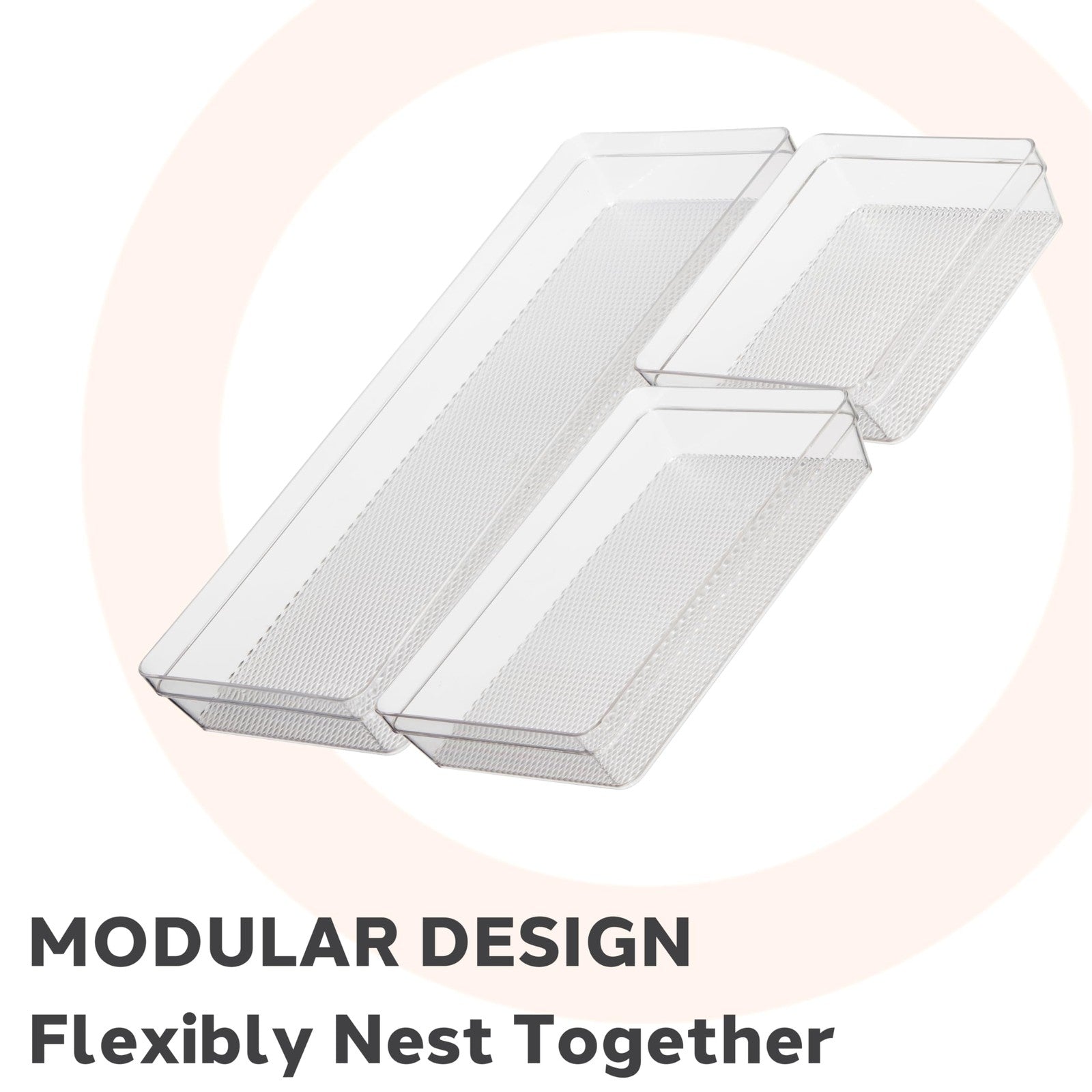 Clear Drawer Organizers Set of 3 - Ideal for Kitchen & Office Storage