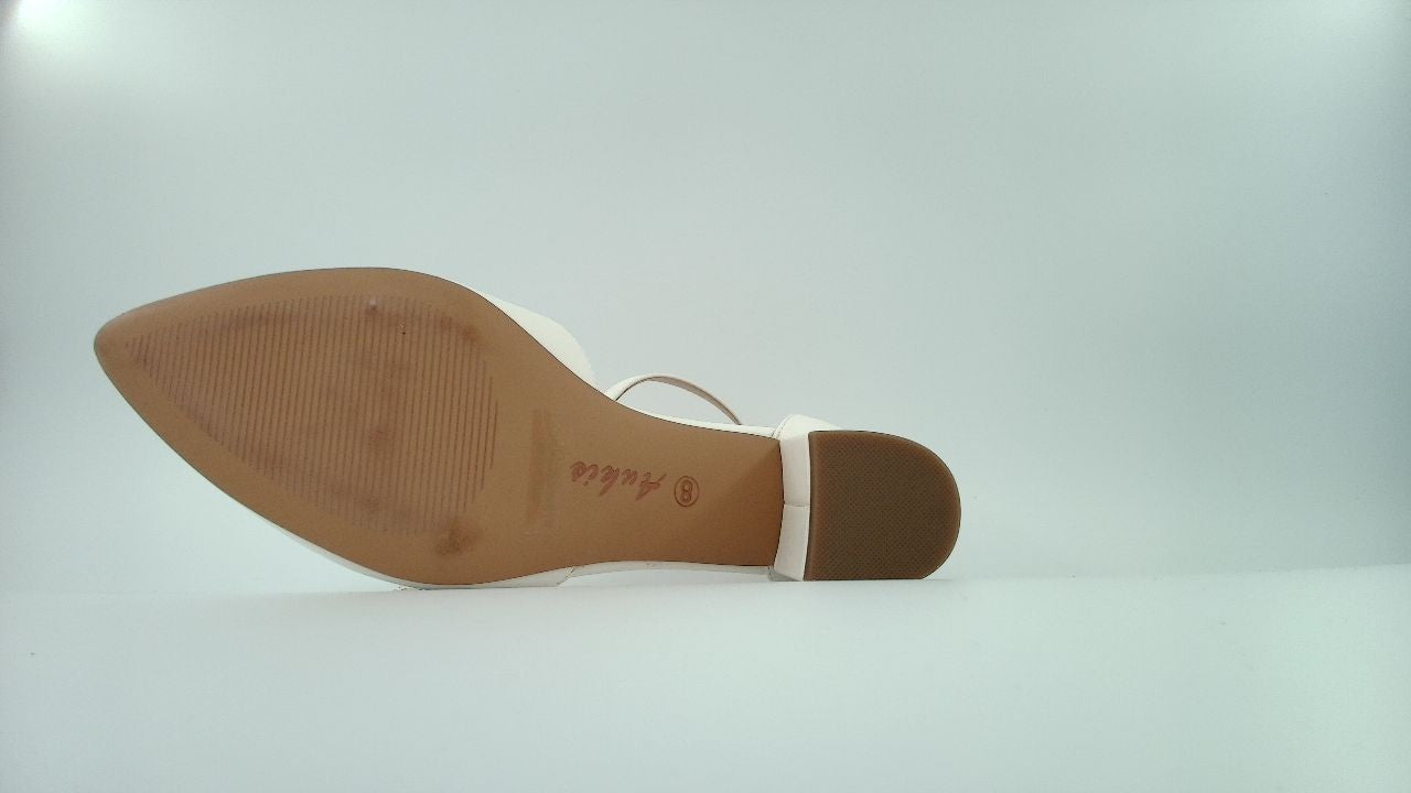 Ankis Closed Toe Heels for Women -White Toe Heels Low Block Ankle -2.25", 8