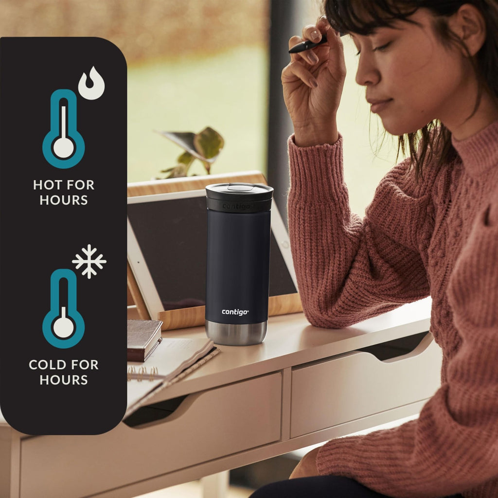 Huron Stainless Steel Travel Mug 16oz - Leak-Proof, Fits Most Cup Holders