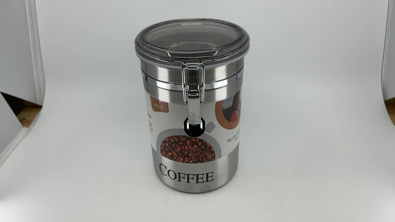 Airtight Oggi Coffee Canister 62 Fl Oz Stainless Steel Kitchen Storage