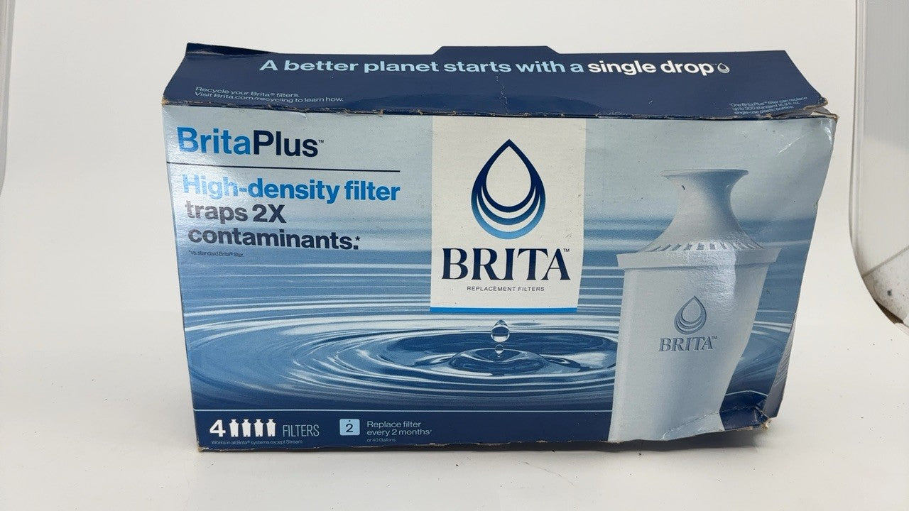 Brita Plus Replacement Water Filter, 4 Count, Reduces Chlorine & More