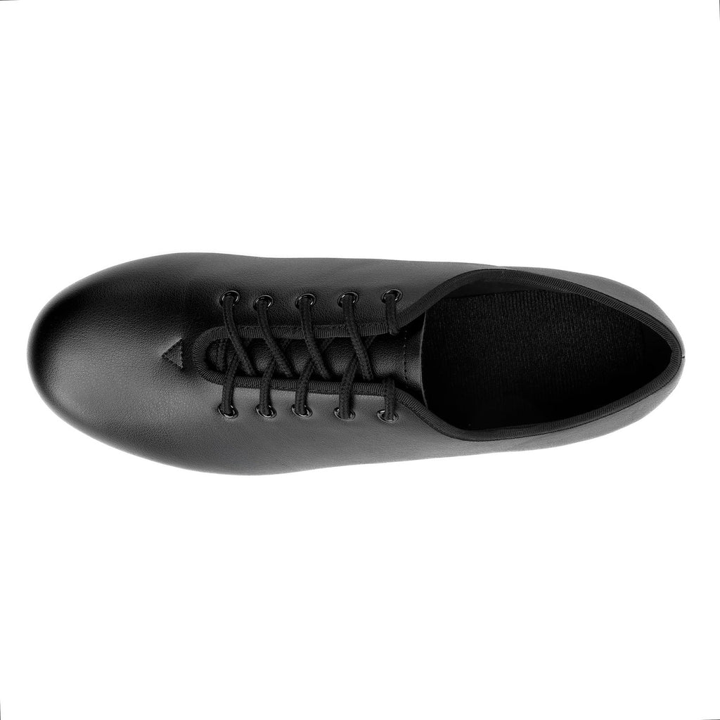 6.5M Black PU Leather Tap Shoes for Women & Men Lace Up Style