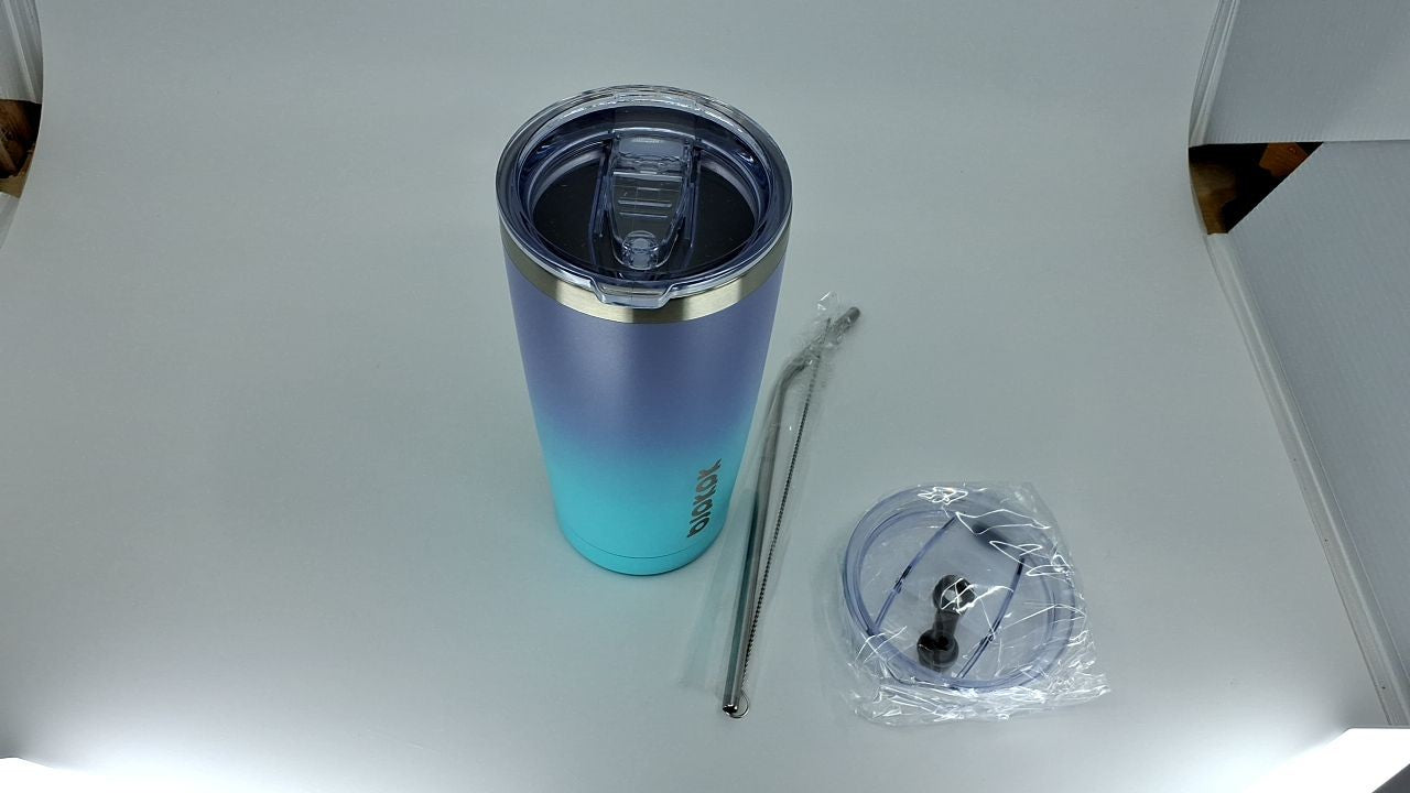 Lavender Green 20oz Insulated Travel Mug w/ Lid & Straw, Stainless Steel