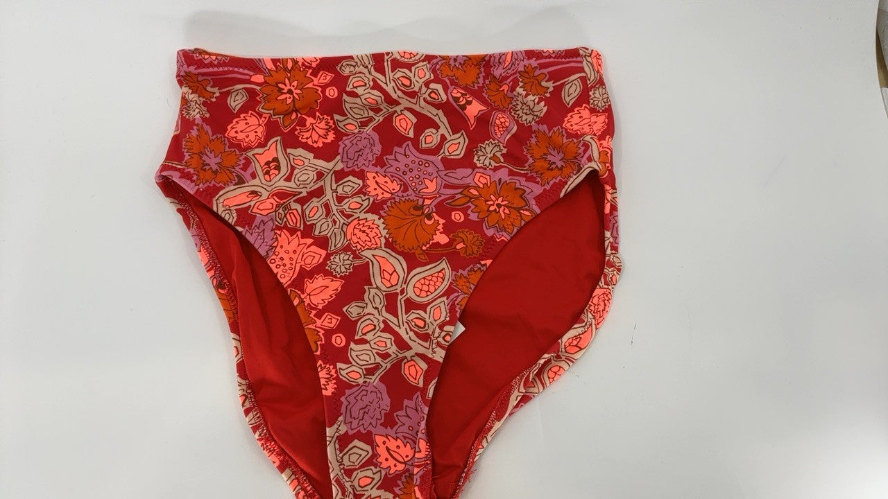Bright Red Multi Floral Bikini Bottom, Women's X-Small