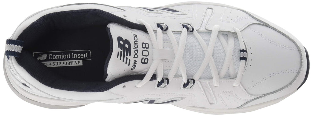 New Balance Men's 608 V5 Casual Comfort Cross Trainer, White/Navy, 9