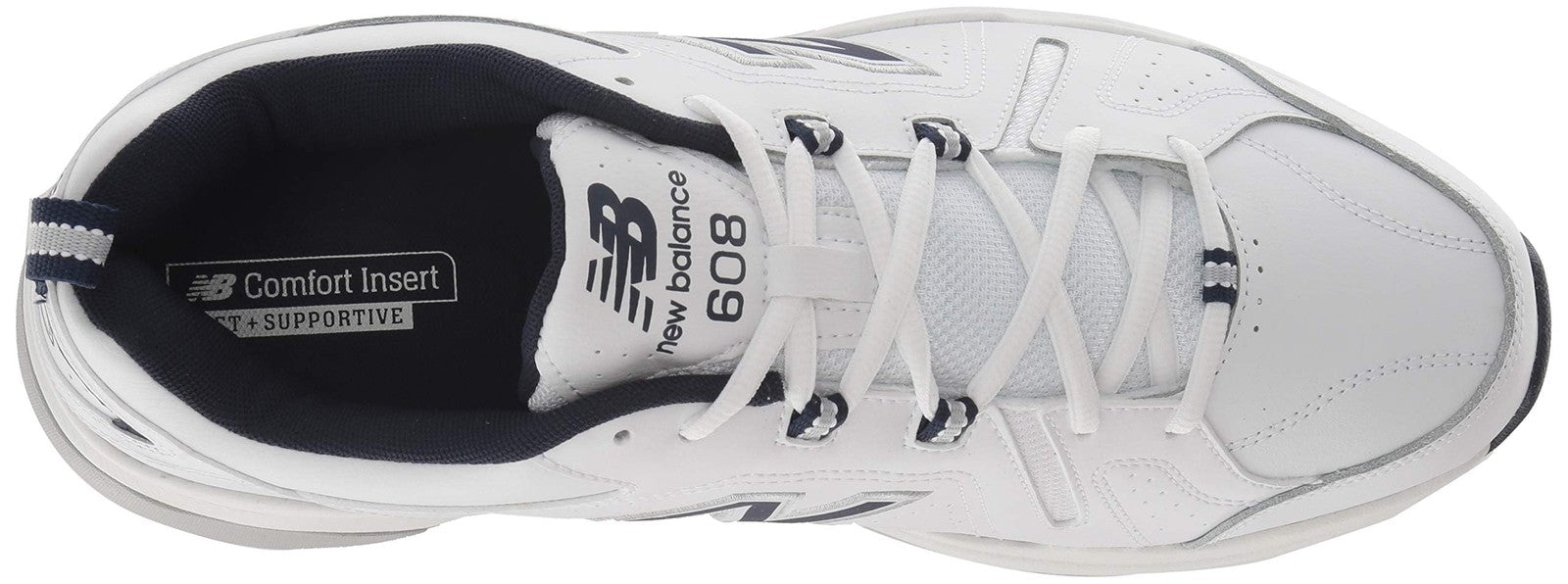 New Balance Men's 608 V5 Casual Comfort Cross Trainer, White/Navy, 9