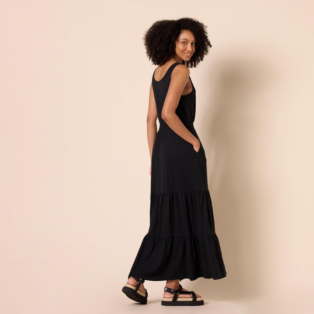 X-Large Black Summer Maxi Dress, Sleeveless, Elastic Waist
