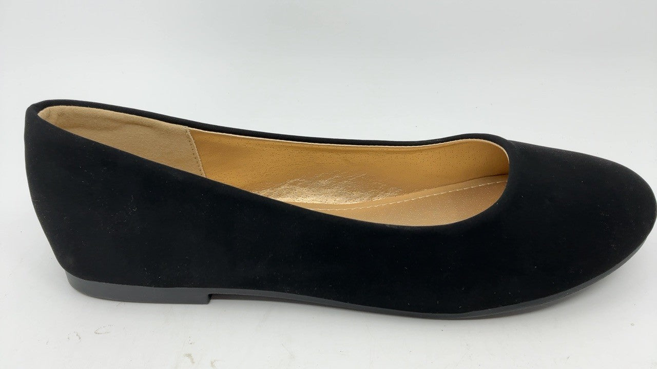 Black Nubuck Slip-On Flats for Girls, Size 6 Big Kid Dress Shoes