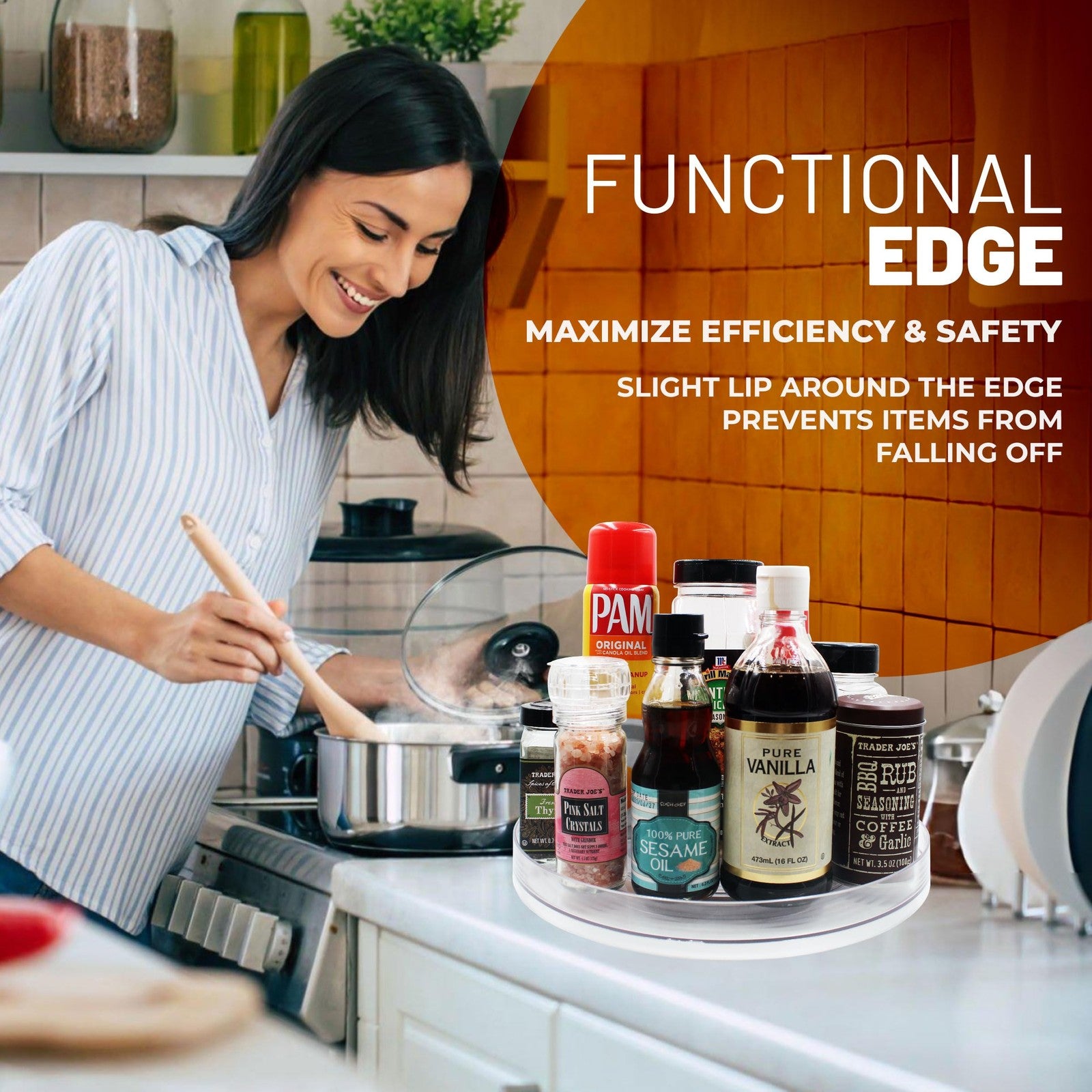 Heavy Duty 11.5 In Lazy Susan - Clear Plastic Organizer for Kitchen & Bath