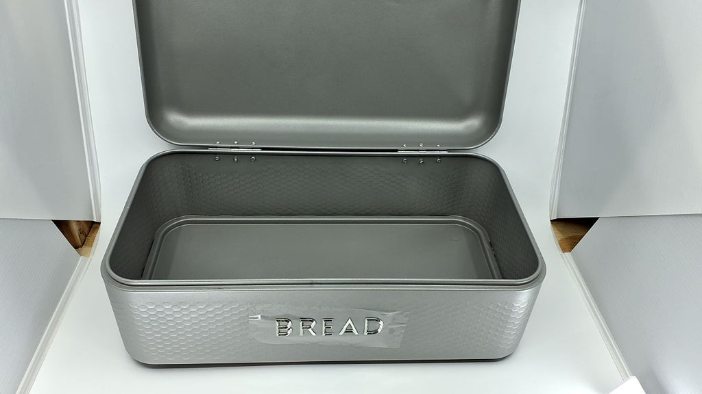 Home Basics Large Bread Box, Grey Metal, Kitchen Counter Storage