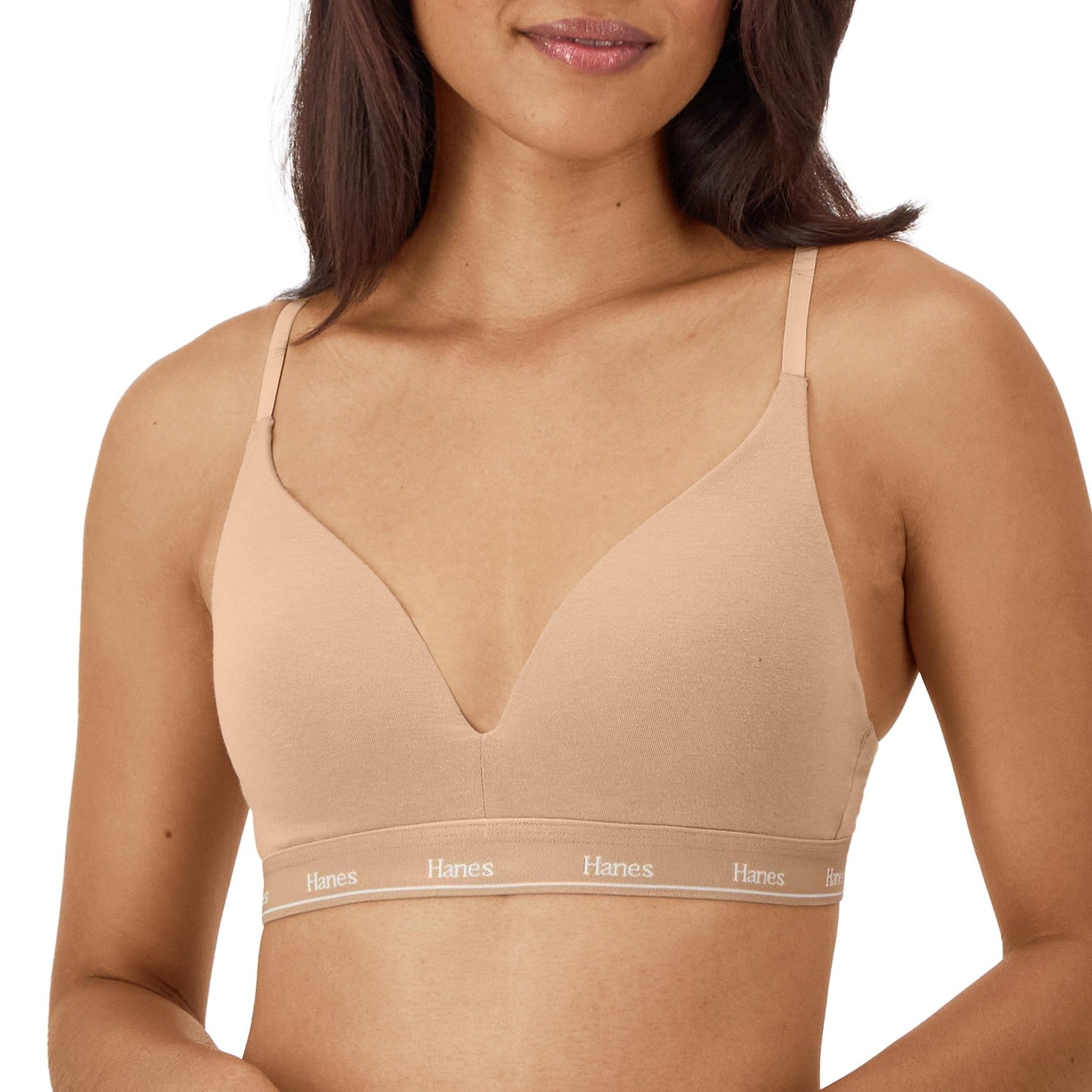 Hanes Women's Contour Wireless Bra, Stretch Cotton, Full Coverage, Deep Glow