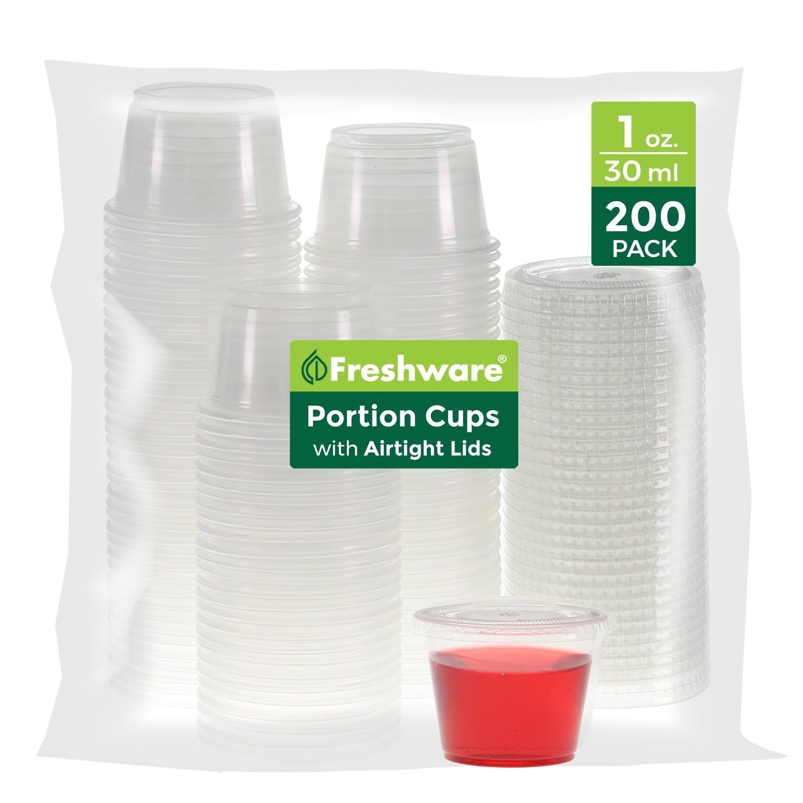 1 Oz Clear Plastic Portion Cups w/ Lids - 200 Sets, Meal Prep, Souffle