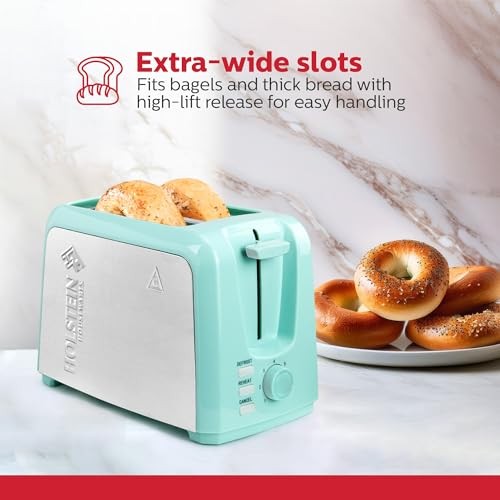 2-Slice Toaster Mint Stainless Steel, 7 Browning Settings, Extra-Wide Slots